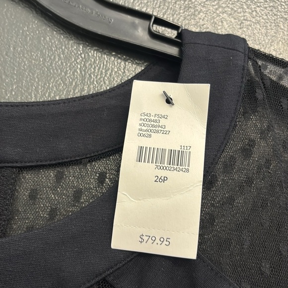 Lane Bryant Black Mesh 3/4 Sleeve Sheath Dress Size 26P NWT - Picture 3 of 5